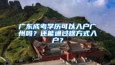 广东成考学历可以入户广州吗？还能通过啥方式入户？