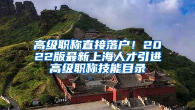 高级职称直接落户！2022版最新上海人才引进高级职称技能目录