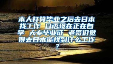 本人打算毕业之后去日本找工作 日语现在正在自学 大专毕业证 老哥们觉得去日本能找到什么工作？