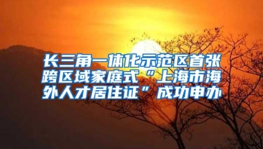 长三角一体化示范区首张跨区域家庭式“上海市海外人才居住证”成功申办