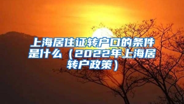 上海居住证转户口的条件是什么（2022年上海居转户政策）