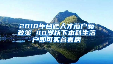 2018年合肥人才落户新政策 40岁以下本科生落户即可买首套房