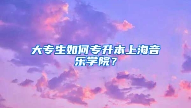 大专生如何专升本上海音乐学院？