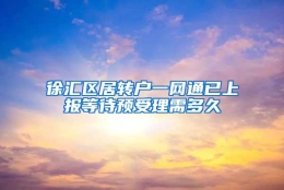 徐汇区居转户一网通已上报等待预受理需多久