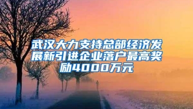 武汉大力支持总部经济发展新引进企业落户最高奖励4000万元