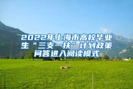 2022年上海市高校毕业生“三支一扶”计划政策问答进入阅读模式