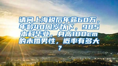 请问上海税后年薪60万，年龄40周岁以下，985本科毕业，身高180cm的未婚男性，概率有多大？