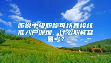 听说中级职称可以直接核准入户深圳，什么职称容易考？