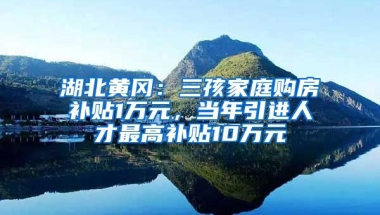 湖北黄冈：三孩家庭购房补贴1万元，当年引进人才最高补贴10万元