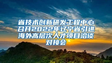 省技术创新研发工程中心召开2022年辽宁省引进海外高层次人才项目洽谈对接会