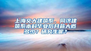 上海交大建筑系、同济建筑系本科毕业后月薪大概多少？研究生呢？