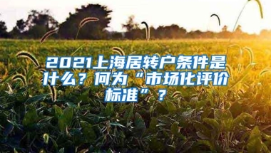 2021上海居转户条件是什么？何为“市场化评价标准”？