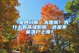 「案例分析」太难啦！为什么有高级职称，还是不能落户上海？