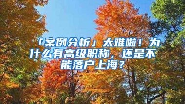 「案例分析」太难啦！为什么有高级职称，还是不能落户上海？