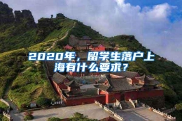 2020年，留学生落户上海有什么要求？