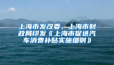 上海市发改委、上海市财政局印发《上海市促进汽车消费补贴实施细则》