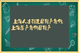 上海人才引进居转户条件，上海落户条件居转户