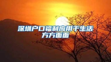 深圳户口福利应用于生活方方面面