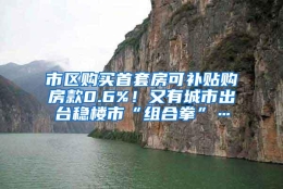 市区购买首套房可补贴购房款0.6%！又有城市出台稳楼市“组合拳”…