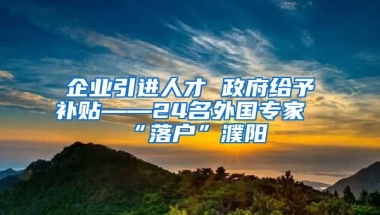 企业引进人才 政府给予补贴——24名外国专家“落户”濮阳