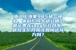 本人上海某985研一硕士，本科阶段大部分精力都花费在java后台开发。研究生阶段应该如何选择方向？