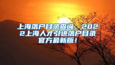 上海落户目录查询，2022上海人才引进落户目录官方最新版！