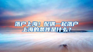 落户上海！配偶一起落户上海的条件是什么？