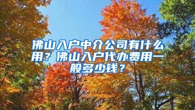 佛山入户中介公司有什么用？佛山入户代办费用一般多少钱？