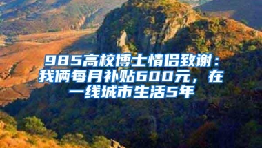 985高校博士情侣致谢：我俩每月补贴600元，在一线城市生活5年