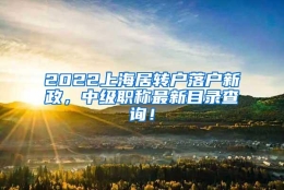 2022上海居转户落户新政，中级职称最新目录查询！