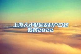 上海人才引进农村户口新政策2022