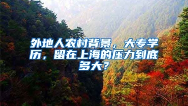 外地人农村背景，大专学历，留在上海的压力到底多大？