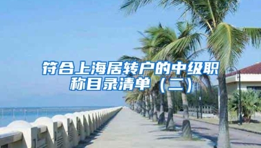 符合上海居转户的中级职称目录清单（二）