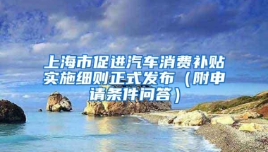 上海市促进汽车消费补贴实施细则正式发布（附申请条件问答）