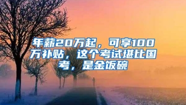 年薪20万起，可享100万补贴，这个考试堪比国考，是金饭碗