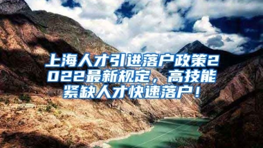 上海人才引进落户政策2022最新规定，高技能紧缺人才快速落户！