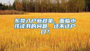 东莞入户新政策，面临小孩读书的问题，迁不迁户口？