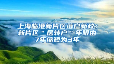 上海临港新片区落户新政：新片区＂居转户＂年限由7年缩短为3年