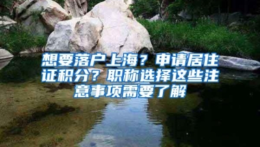 想要落户上海？申请居住证积分？职称选择这些注意事项需要了解