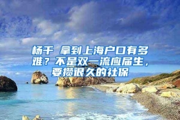 杨千嬅拿到上海户口有多难？不是双一流应届生，要攒很久的社保