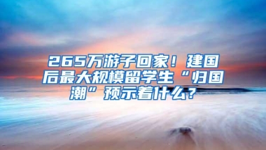 265万游子回家！建国后最大规模留学生“归国潮”预示着什么？