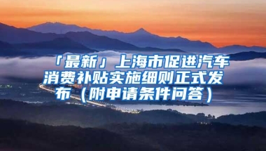 「最新」上海市促进汽车消费补贴实施细则正式发布（附申请条件问答）