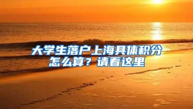 大学生落户上海具体积分怎么算？请看这里