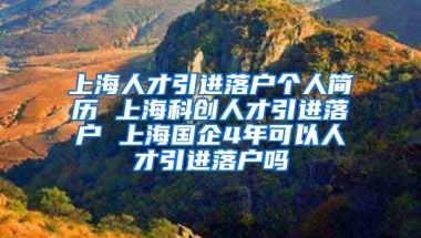 上海人才引进落户个人简历 上海科创人才引进落户 上海国企4年可以人才引进落户吗