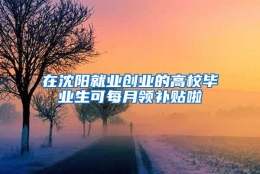 在沈阳就业创业的高校毕业生可每月领补贴啦