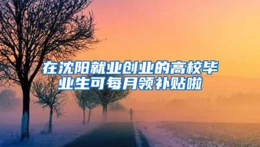 在沈阳就业创业的高校毕业生可每月领补贴啦