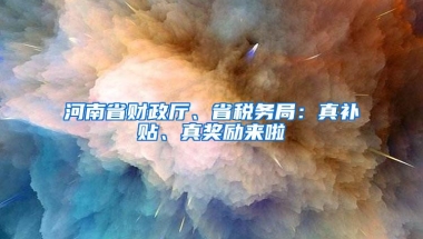 河南省财政厅、省税务局：真补贴、真奖励来啦