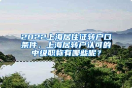 2022上海居住证转户口条件，上海居转户认可的中级职称有哪些呢？