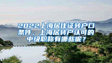 2022上海居住证转户口条件，上海居转户认可的中级职称有哪些呢？