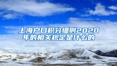 上海户口积分细则2020年的相关规定是什么的